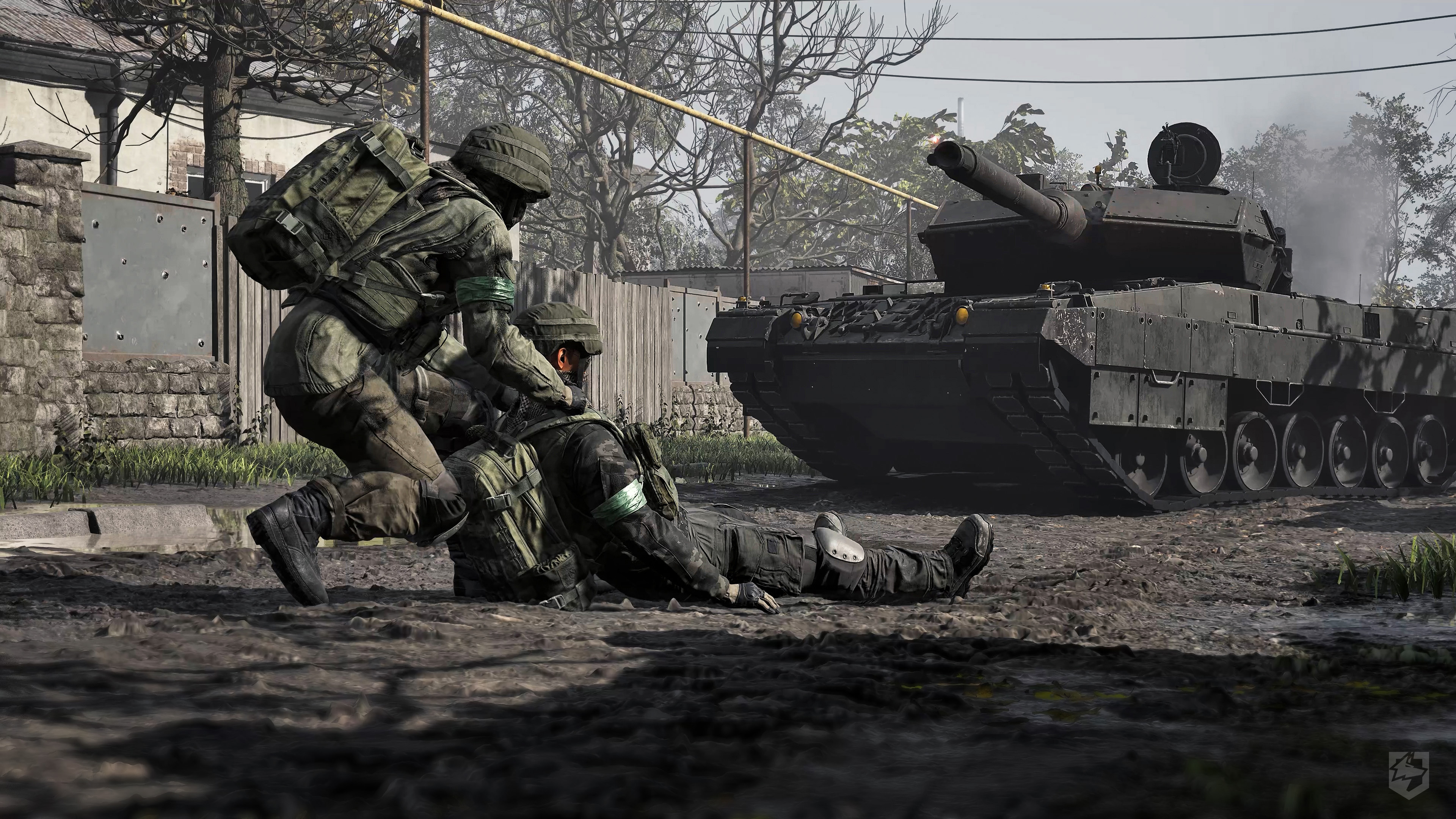 Official WARDOGS scene showing a tank and infantry operating in a wide combat area